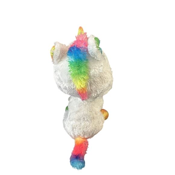 TY Beanie Boos Pixy White Rainbow Unicorn Glitter Eyes 6" Plush Stuffed Animal - Picture 5 of 9